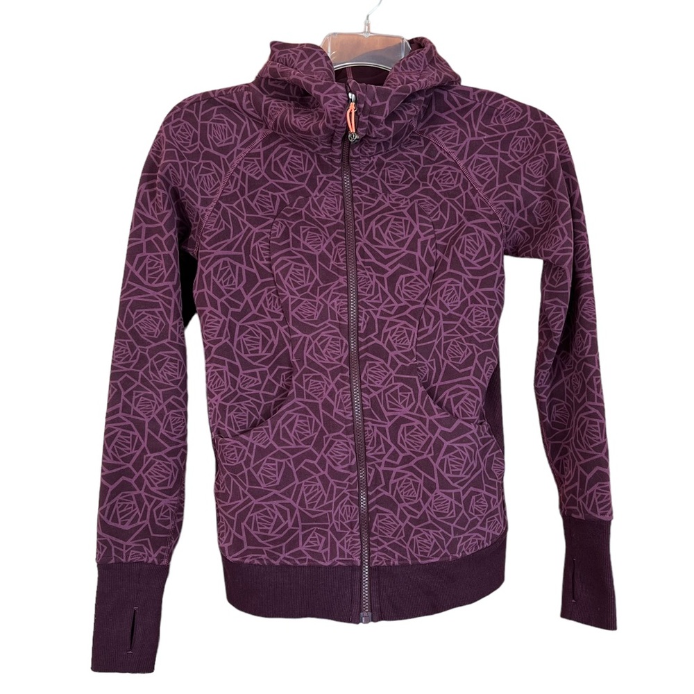Lululemon Scuba Posey Red Grape Bordeaux Drama Rose Hooded Jacket Women's Size 4